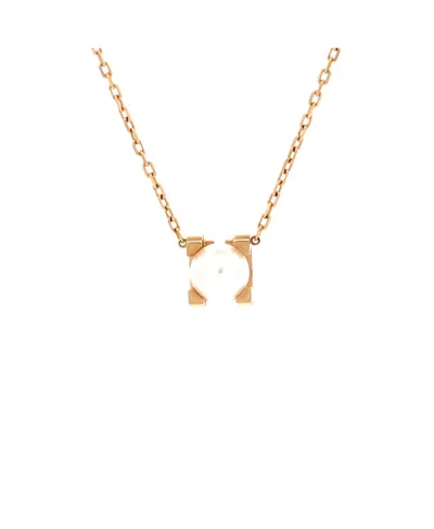 Pre-owned Pre-owned Cartier  Cartier C De Cartier Necklace 18k Rose Gold And Pearl, 16.25 In Pink