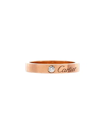 Pre-owned Pre-owned Cartier  Cartier C De Cartier Wedding Band Ring 18k Rose Gold With Diamond In Pink