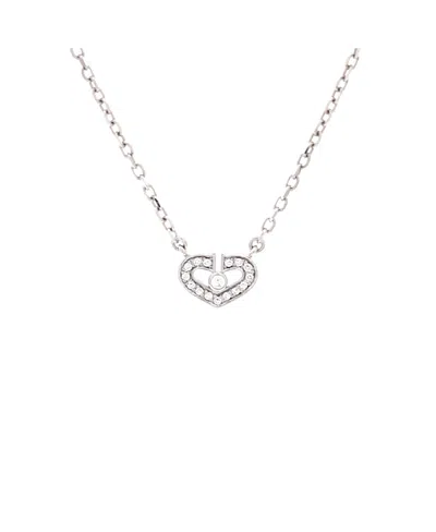 Pre-owned Pre-owned Cartier  Cartier C Heart De Cartier Pendant Necklace 18k White Gold With Diamonds, 15.5