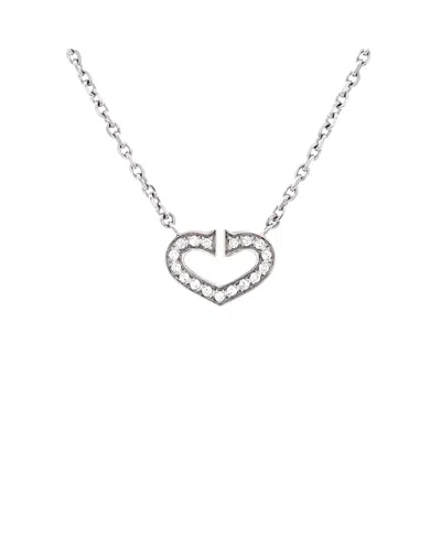 Pre-owned Pre-owned Cartier  Cartier C Heart De Cartier Pendant Necklace 18k White Gold With Pave Diamonds, 15.5