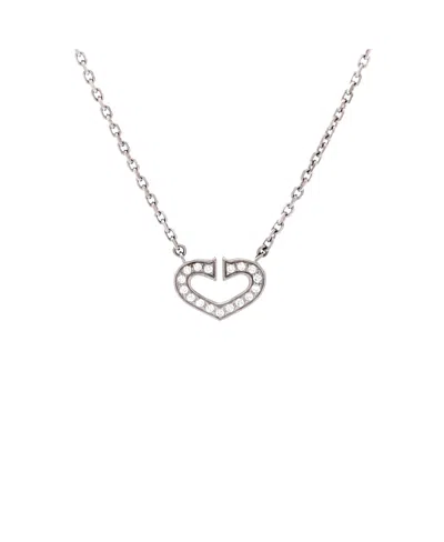 Pre-owned Pre-owned Cartier  Cartier C Heart De Cartier Pendant Necklace 18k White Gold With Pave Diamonds, 15.5