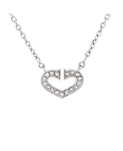 Pre-owned Pre-owned Cartier  Cartier C Heart De Cartier Pendant Necklace 18k White Gold With Pave Diamonds, 16
