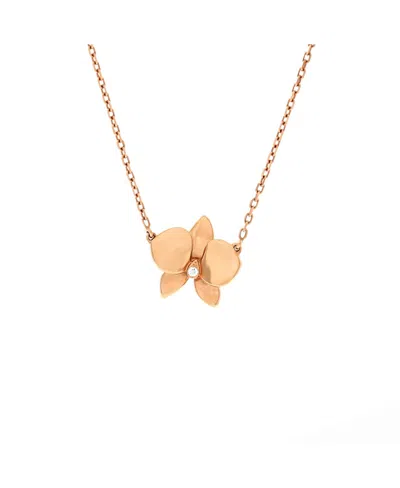 Pre-owned Pre-owned Cartier  Cartier Caresse D'orchidees Necklace 18k Rose Gold With Diamond, 16.75 In Pink