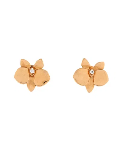 Pre-owned Pre-owned Cartier  Cartier Caresse D'orchidees Stud Earrings 18k Rose Gold With Diamonds In Pink