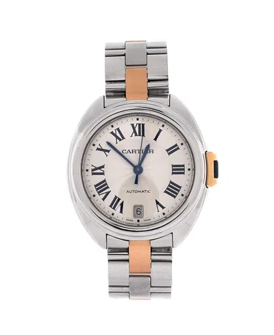 Pre-owned Pre-owned Cartier  Cartier Cle De Cartier Automatic Watch In Stainless Steel And Rose Gold 35mm In Dial Color: Silver