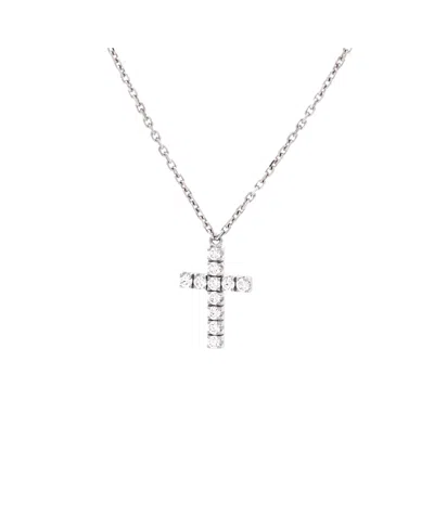 Pre-owned Pre-owned Cartier  Cartier Cross Pendant Necklace 18k White Gold With Diamonds, 16