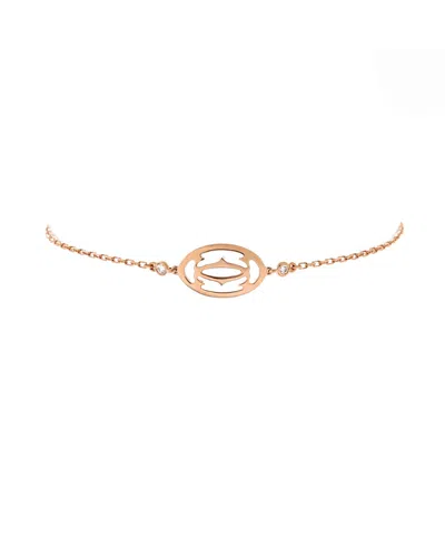 Pre-owned Pre-owned Cartier  Cartier Double C Logo Bracelet 18k Rose Gold With Diamonds In Pink