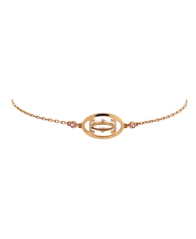 Pre-owned Pre-owned Cartier  Cartier Double C Logo Bracelet 18k Rose Gold With Pink Sapphires