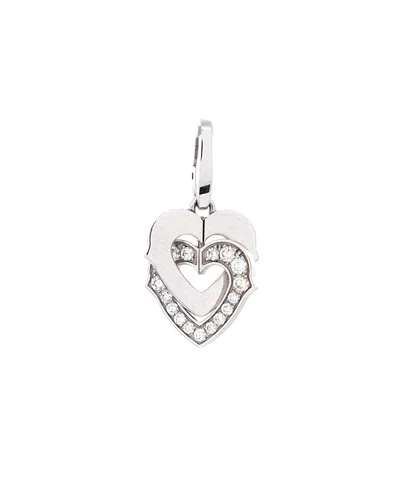 Pre-owned Pre-owned Cartier  Cartier Double Heart Pendant Charm 18k White Gold With Diamonds