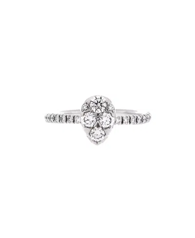 Pre-owned Pre-owned Cartier  Cartier Etincelle De Cartier Solitaire Ring 18k White Gold With Pear Cut Diamond And Pave 
