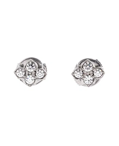 Pre-owned Pre-owned Cartier  Cartier Hindu Floral Stud Earrings 18k White Gold And Diamonds