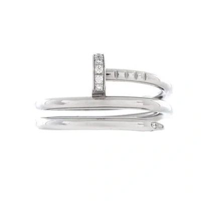 Pre-owned Cartier  Cartier Juste Un Clou Double Ring 18k White Gold And Diamonds Small