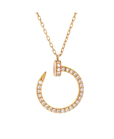 Pre-owned Pre-owned Cartier  Cartier Juste Un Clou Pendant Necklace 18k Rose Gold And Pave Diamonds, 16