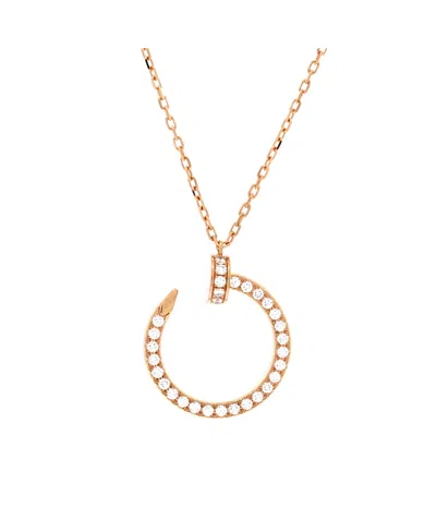 Pre-owned Pre-owned Cartier  Cartier Juste Un Clou Pendant Necklace 18k Rose Gold And Pave Diamonds, 16 In Pink