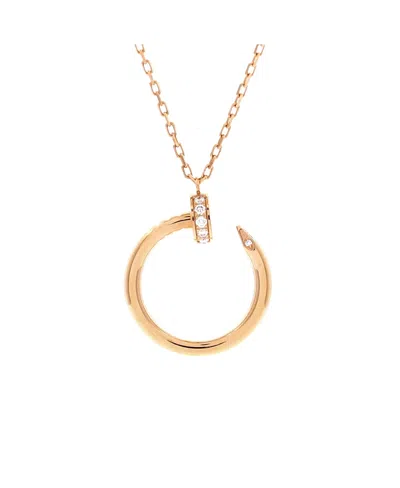 Pre-owned Pre-owned Cartier  Cartier Juste Un Clou Pendant Necklace 18k Rose Gold With Diamonds, 15.75 In Pink