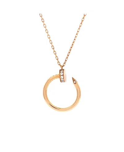 Pre-owned Pre-owned Cartier  Cartier Juste Un Clou Pendant Necklace 18k Rose Gold With Diamonds, 15.75 In Pink
