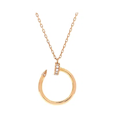 Pre-owned Pre-owned Cartier  Cartier Juste Un Clou Pendant Necklace 18k Rose Gold With Diamonds, 16 In Pink