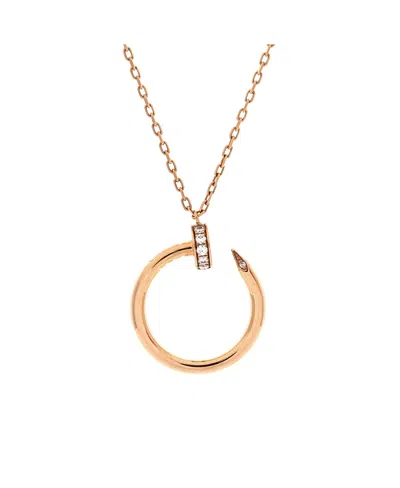 Pre-owned Pre-owned Cartier  Cartier Juste Un Clou Pendant Necklace 18k Rose Gold With Diamonds, 16 In Pink