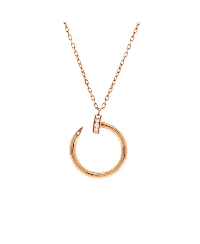 Pre-owned Pre-owned Cartier  Cartier Juste Un Clou Pendant Necklace 18k Rose Gold With Diamonds, 16 In Pink