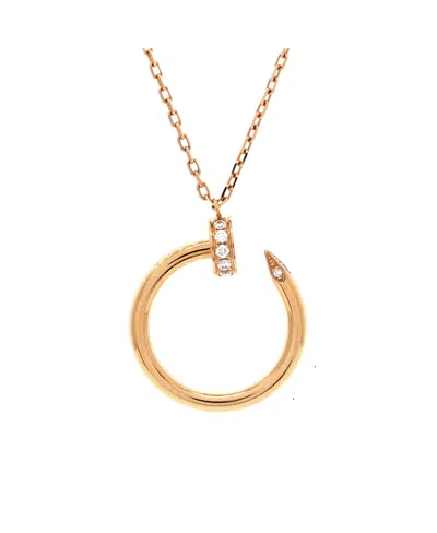 Pre-owned Pre-owned Cartier  Cartier Juste Un Clou Pendant Necklace 18k Rose Gold With Diamonds, 16 In Pink