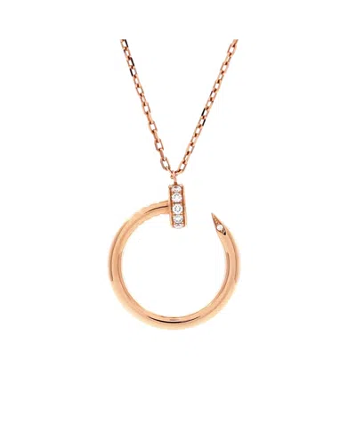 Pre-owned Pre-owned Cartier  Cartier Juste Un Clou Pendant Necklace 18k Rose Gold With Diamonds, 16.75 In Pink