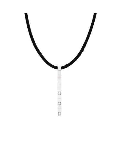 Pre-owned Pre-owned Cartier  Cartier Lanieres Bar Pendant Necklace 18k White Gold With Diamonds And Cord, 27.25"