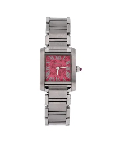 Pre-owned Pre-owned Cartier  Cartier Limited Edition Tank Francaise Quartz Watch In Stainless Steel 20mm In Dial Color: Pink