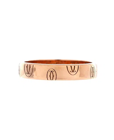 Pre-owned Pre-owned Cartier  Cartier Logo De Cartier Wedding Band Ring 18k Rose Gold In Pink