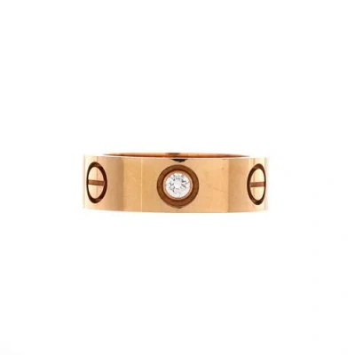 Pre-owned Cartier  Cartier Love 3 Diamonds Band Ring 18k Rose Gold With Diamonds