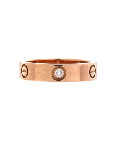 Pre-owned Pre-owned Cartier  Cartier Love 3 Diamonds Band Ring 18k Rose Gold With Diamonds In Pink