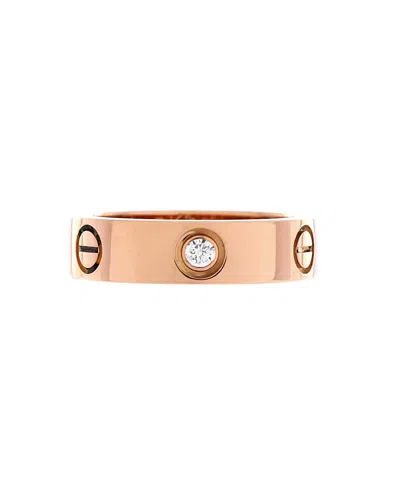 Pre-owned Pre-owned Cartier  Cartier Love 3 Diamonds Band Ring 18k Rose Gold With Diamonds In Pink