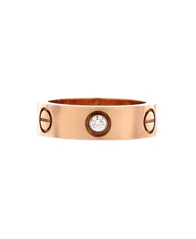 Pre-owned Pre-owned Cartier  Cartier Love 3 Diamonds Band Ring 18k Rose Gold With Diamonds In Pink