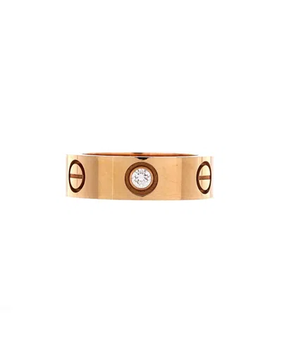 Pre-owned Pre-owned Cartier  Cartier Love 3 Diamonds Band Ring 18k Rose Gold With Diamonds In Pink