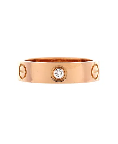 Pre-owned Pre-owned Cartier  Cartier Love 3 Diamonds Band Ring 18k Rose Gold With Diamonds In Pink