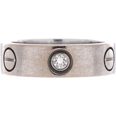 Pre-owned Cartier  Cartier Love 3 Diamonds Band Ring 18k White Gold With Diamond