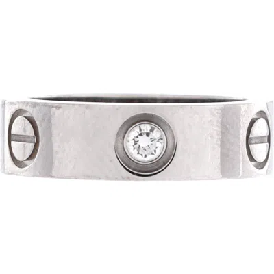 Pre-owned Cartier  Cartier Love 3 Diamonds Band Ring 18k White Gold With Diamond