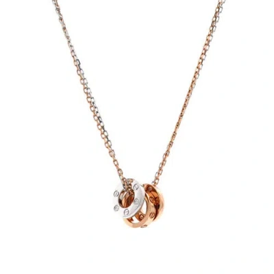 Pre-owned Cartier  Cartier Love 3 Ring Pendant Necklace 18k Rose Gold And 18k White Gold With 6 Diamonds
