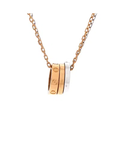 Pre-owned Pre-owned Cartier  Cartier Love 3 Ring Pendant Necklace 18k Rose Gold And 18k White Gold With 6 Diamonds, 16