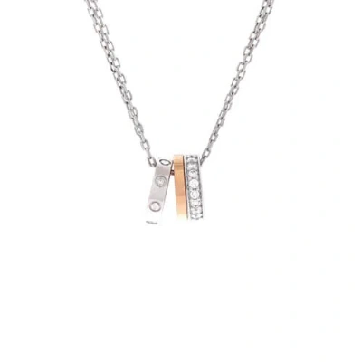 Pre-owned Cartier  Cartier Love 3 Ring Pendant Necklace 18k Rose Gold And 18k White Gold With Diamonds