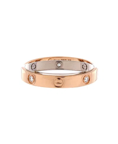Pre-owned Pre-owned Cartier  Cartier Love 6 Diamonds Double Ring 18k Rose Gold And 18k White Gold With Diamonds In Multi
