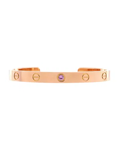 Pre-owned Pre-owned Cartier  Cartier Love Cuff Bracelet 18k Rose Gold With Pink Sapphire