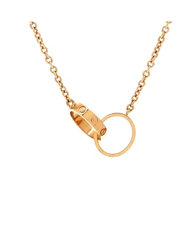 Pre-owned Pre-owned Cartier  Cartier Love Interlocking Necklace 18k Rose Gold, 17.25" In Pink