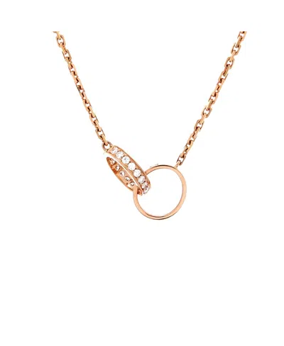 Pre-owned Pre-owned Cartier  Cartier Love Interlocking Necklace 18k Rose Gold With Diamonds, 17.25" In Pink