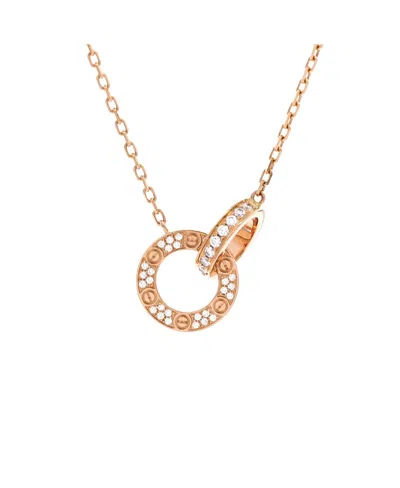 Pre-owned Pre-owned Cartier  Cartier Love Interlocking Pave Necklace 18k Rose Gold And Diamonds, 16.25" In Pink