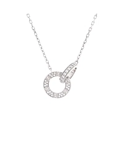 Pre-owned Pre-owned Cartier  Cartier Love Interlocking Pave Necklace 18k White Gold And Diamonds, 16