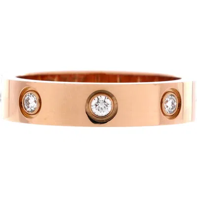 Pre-owned Cartier  Cartier Love Wedding Band 8 Diamonds Ring 18k Rose Gold With Diamonds