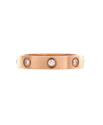Pre-owned Pre-owned Cartier  Cartier Love Wedding Band 8 Diamonds Ring 18k Rose Gold With Diamonds In Pink