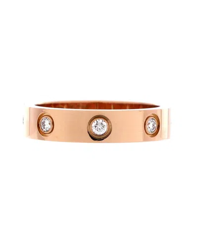 Pre-owned Pre-owned Cartier  Cartier Love Wedding Band 8 Diamonds Ring 18k Rose Gold With Diamonds In Pink