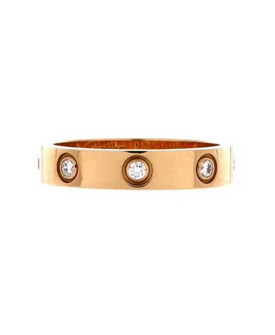 Pre-owned Pre-owned Cartier  Cartier Love Wedding Band 8 Diamonds Ring 18k Rose Gold With Diamonds In Pink