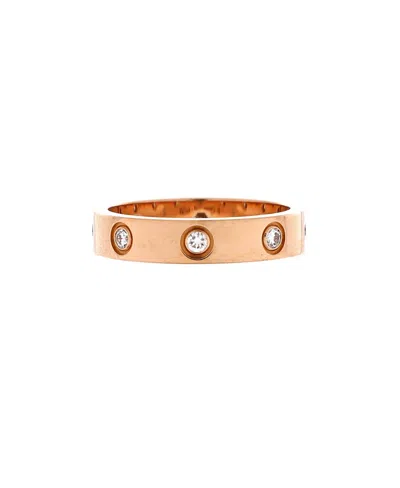 Pre-owned Pre-owned Cartier  Cartier Love Wedding Band 8 Diamonds Ring 18k Rose Gold With Diamonds In Pink